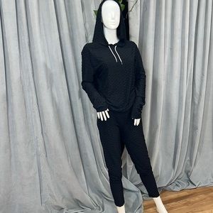 Love University Black Stretch Honeycomb Leggings